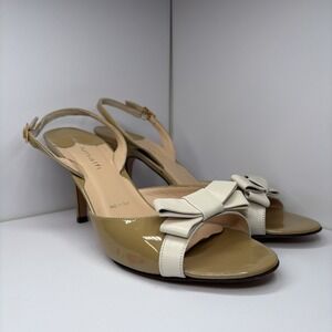 AMALFI Patent Slingback Heels Shoes Pumps w/ white Bow Made in Italy Size 8M